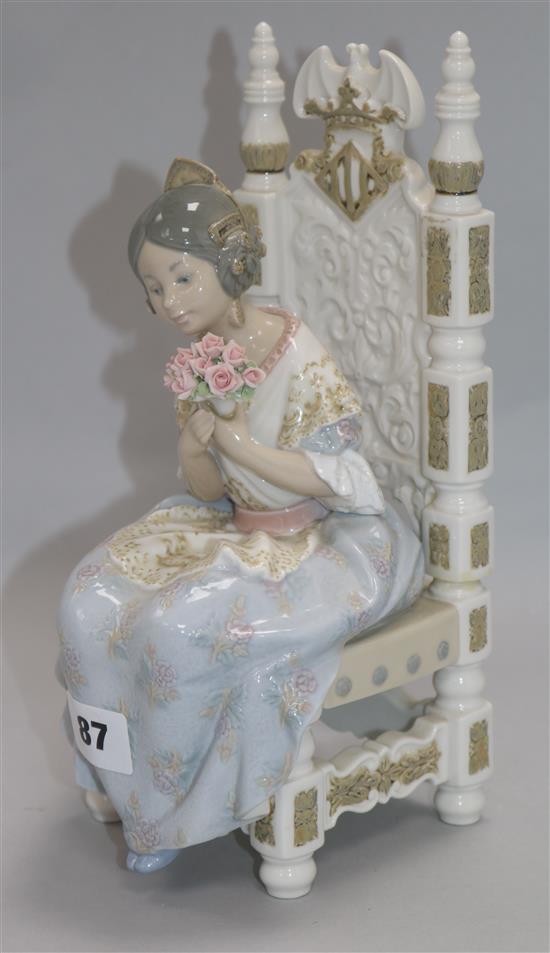 A Lladro figure of a seated girl H.27cm
